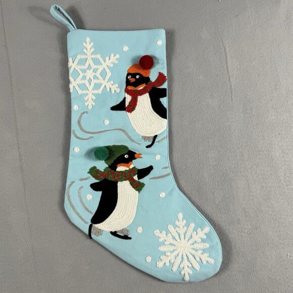 Lot of 3 Alice Doria Blue Christmas Stockings Polar Bear Snowman Penguins 21” - Picture 7 of 9
